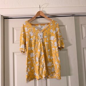 Christopher & Banks Yellow Floral Blouse